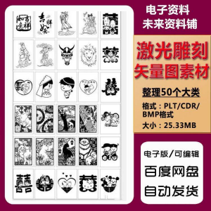 激光雕刻打刻机素材大全刻字图案模板集合plt格式CDR矢量设计文件-筠熙虚拟仓