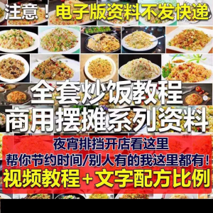 花式炒饭视频教程 泡菜蛋炒饭海鲜盖饭制作 特色小吃配方技术课程-筠熙虚拟仓
