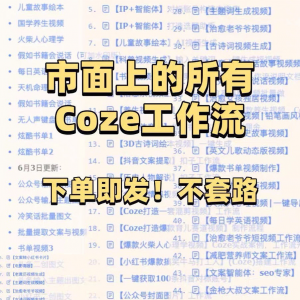 扣子coze工作流150+套成品模板直接导入AI智能体搭建从入门到精通-筠熙虚拟仓