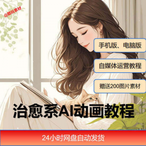 治愈系AI插画动画视频制作教程课程素材自媒体运营小白学习必备-筠熙虚拟仓