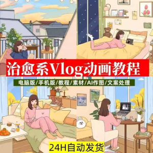 治愈系动画视频插画教程AI绘画动态情感唯美vlog镜头剪辑课程素材-筠熙虚拟仓