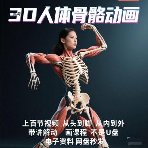 中医人体骨骼肌肉学习3D动态讲解演示视频自学零基础中医人体高考-筠熙虚拟仓
