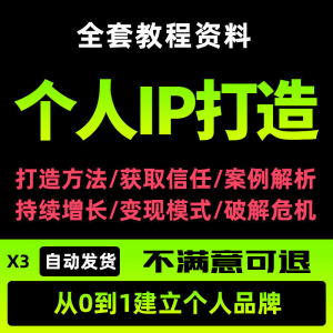 个人IP打造教程如何快速打造个人IP社交品牌定位训练营资料大全新-筠熙虚拟仓